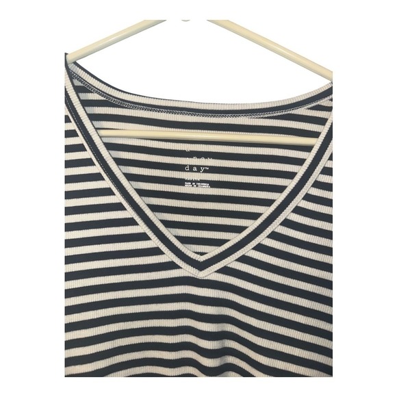 A New Day Blue/White Stripped V-Neck Midi Dress, Medium - Picture 3 of 7